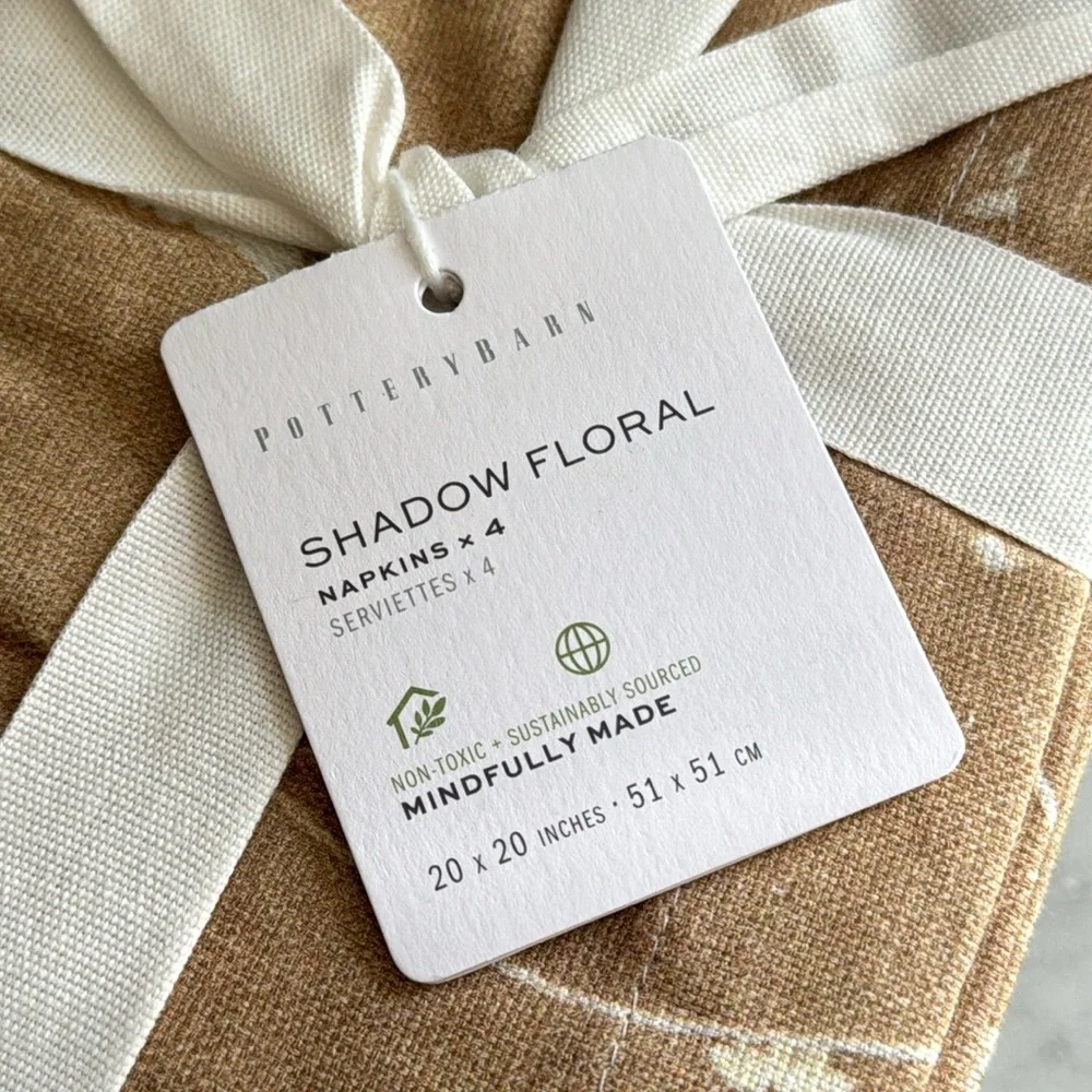 Pottery Barn Shadow Floral Napkins Set of Four